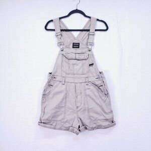 Squeeze SQZ Vintage Y2K Women's Beige Denim Bib Short Overalls Jeans Size M